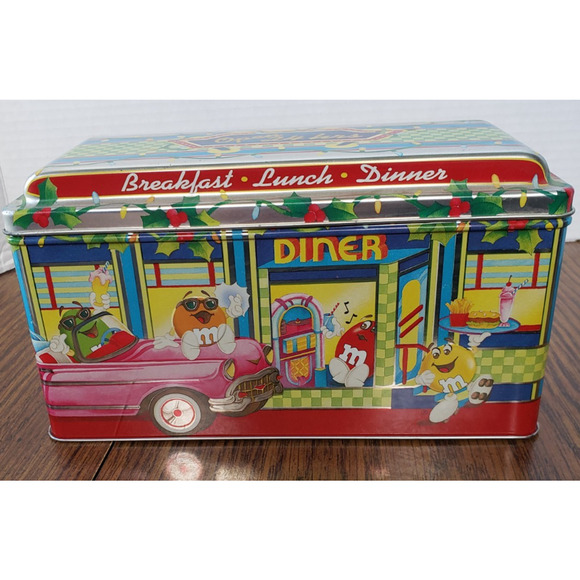 M&M Christmas Village Brand Diner Number 4 1996 Vintage Metal Tin - Picture 3 of 10